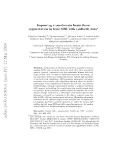 Improving cross-domain brain tissue segmentation in fetal MRI with
  synthetic data