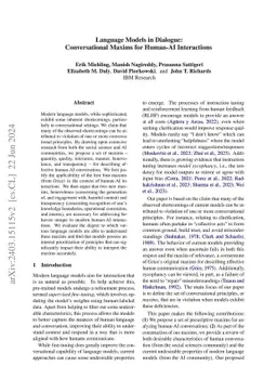 Language Models in Dialogue: Conversational Maxims for Human-AI
  Interactions