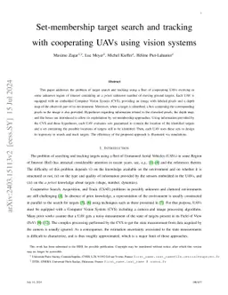 Set-membership target search and tracking within an unknown cluttered area using cooperating UAVs equipped with vision systems