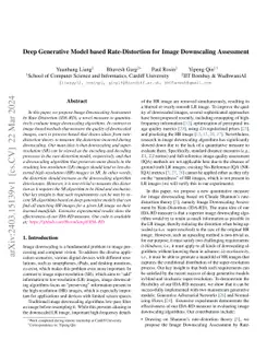 Deep Generative Model based Rate-Distortion for Image Downscaling
  Assessment