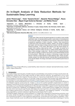 An In-Depth Analysis of Data Reduction Methods for Sustainable Deep
  Learning