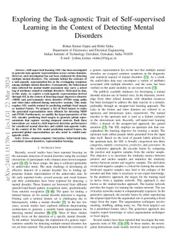 Exploring the Task-agnostic Trait of Self-supervised Learning in the
  Context of Detecting Mental Disorders