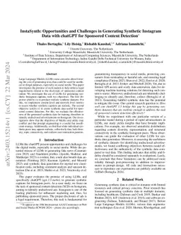 InstaSynth: Opportunities and Challenges in Generating Synthetic
  Instagram Data with ChatGPT for Sponsored Content Detection