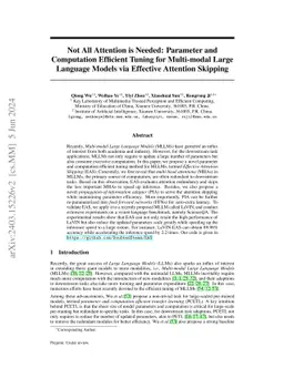 Not All Attention is Needed: Parameter and Computation Efficient
  Transfer Learning for Multi-modal Large Language Models