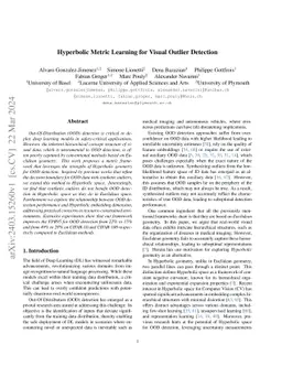 Hyperbolic Metric Learning for Visual Outlier Detection