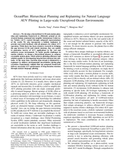OceanPlan: Hierarchical Planning and Replanning for Natural Language AUV
  Piloting in Large-scale Unexplored Ocean Environments