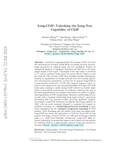 Long-CLIP: Unlocking the Long-Text Capability of CLIP