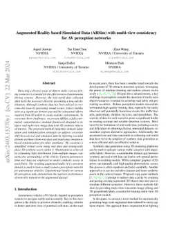 Augmented Reality based Simulated Data (ARSim) with multi-view
  consistency for AV perception networks