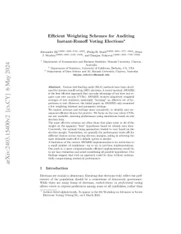 Efficient Weighting Schemes for Auditing Instant-Runoff Voting Elections
