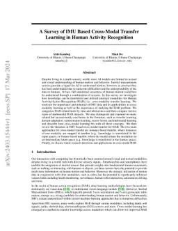 A Survey of IMU Based Cross-Modal Transfer Learning in Human Activity
  Recognition