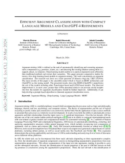 Efficient argument classification with compact language models and
  ChatGPT-4 refinements