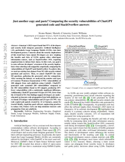 Just another copy and paste? Comparing the security vulnerabilities of
  ChatGPT generated code and StackOverflow answers