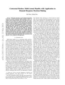 Contextual Restless Multi-Armed Bandits with Application to Demand
  Response Decision-Making