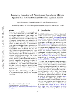 Parametric Encoding with Attention and Convolution Mitigate Spectral
  Bias of Neural Partial Differential Equation Solvers
