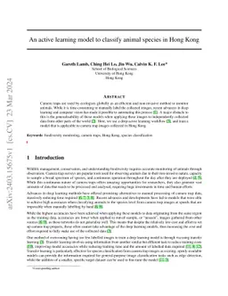 An active learning model to classify animal species in Hong Kong