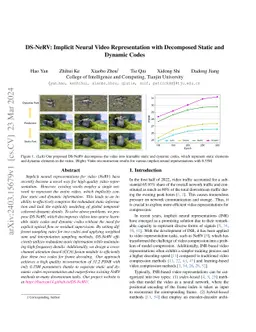DS-NeRV: Implicit Neural Video Representation with Decomposed Static and
  Dynamic Codes