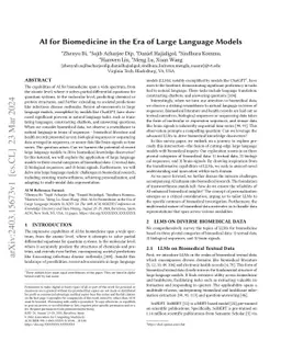 AI for Biomedicine in the Era of Large Language Models