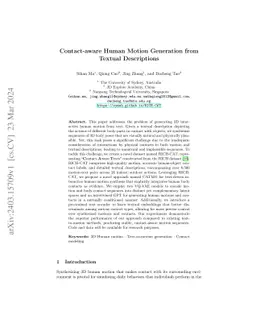 Contact-aware Human Motion Generation from Textual Descriptions