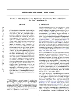 Identifiable Latent Neural Causal Models