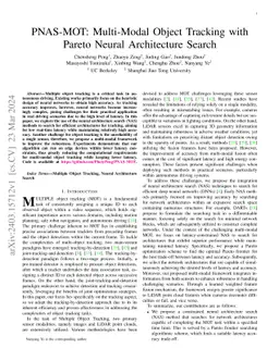 PNAS-MOT: Multi-Modal Object Tracking with Pareto Neural Architecture
  Search