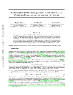 Convection-Diffusion Equation: A Theoretically Certified Framework for
  Neural Networks