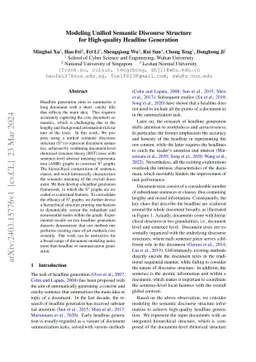 Modeling Unified Semantic Discourse Structure for High-quality Headline
  Generation