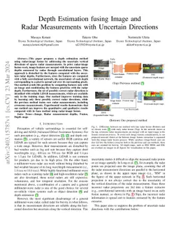 Depth Estimation fusing Image and Radar Measurements with Uncertain
  Directions