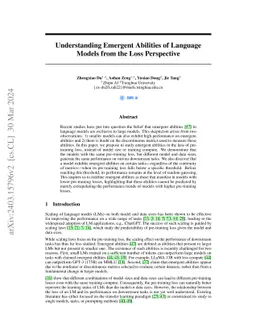Understanding Emergent Abilities of Language Models from the Loss Perspective