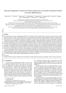 Innovative Quantitative Analysis for Disease Progression Assessment in
  Familial Cerebral Cavernous Malformations