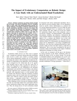 The Impact of Evolutionary Computation on Robotic Design: A Case Study
  with an Underactuated Hand Exoskeleton