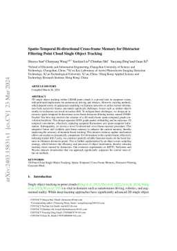 Spatio-Temporal Bi-directional Cross-frame Memory for Distractor
  Filtering Point Cloud Single Object Tracking