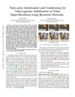 Time-series Initialization and Conditioning for Video-agnostic
  Stabilization of Video Super-Resolution using Recurrent Networks