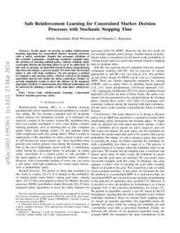 Safe Reinforcement Learning for Constrained Markov Decision Processes
  with Stochastic Stopping Time