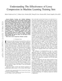 Understanding The Effectiveness of Lossy Compression in Machine Learning
  Training Sets