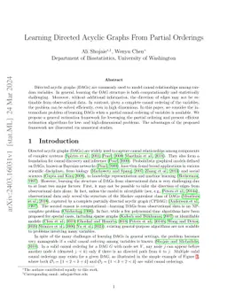 Learning Directed Acyclic Graphs from Partial Orderings