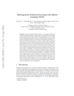 Heterogeneous Federated Learning with Splited Language Model