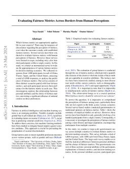 Public Perceptions of Fairness Metrics Across Borders