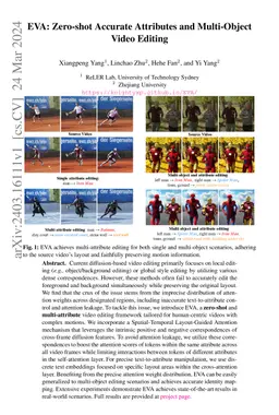 EVA: Zero-shot Accurate Attributes and Multi-Object Video Editing