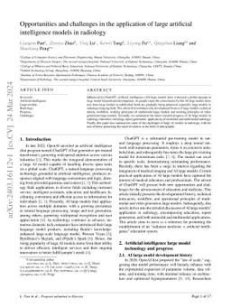Opportunities and challenges in the application of large artificial
  intelligence models in radiology