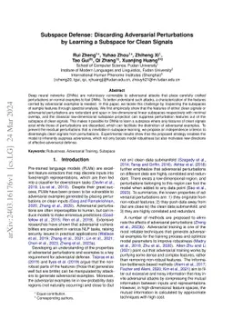 Subspace Defense: Discarding Adversarial Perturbations by Learning a
  Subspace for Clean Signals