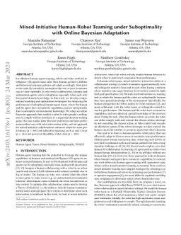 Mixed-Initiative Human-Robot Teaming under Suboptimality with Online
  Bayesian Adaptation