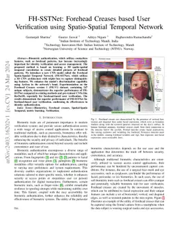 FH-SSTNet: Forehead Creases based User Verification using Spatio-Spatial
  Temporal Network