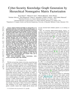 Cyber-Security Knowledge Graph Generation by Hierarchical Nonnegative
  Matrix Factorization