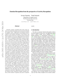 Emotion Recognition from the perspective of Activity Recognition