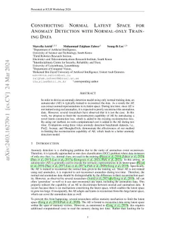 Constricting Normal Latent Space for Anomaly Detection with Normal-only
  Training Data