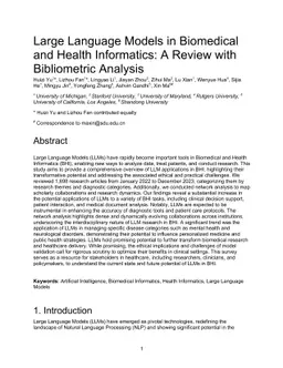 Large Language Models in Biomedical and Health Informatics: A
  Bibliometric Review