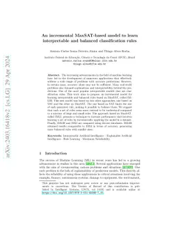 An Incremental MaxSAT-based Model to Learn Interpretable and Balanced
  Classification Rules