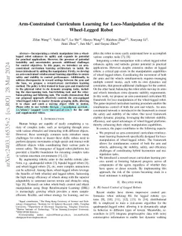 Arm-Constrained Curriculum Learning for Loco-Manipulation of the
  Wheel-Legged Robot