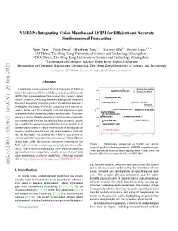 VMRNN: Integrating Vision Mamba and LSTM for Efficient and Accurate
  Spatiotemporal Forecasting