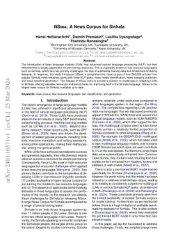 NSINA: A News Corpus for Sinhala